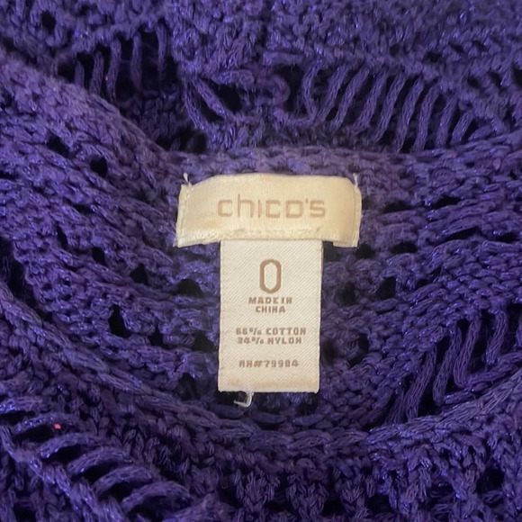Women’s Chico’s sheer purple sweater 0 (size small) - Picture 3 of 4